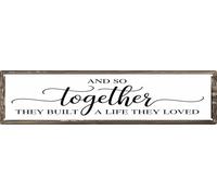 CSWLJS Rustic Metal Tin Signs And So Together They Built A Life They Loved Kitchen Sign Wall Decor White Vintage Farmhouse Bar Decor For Home Pantry Dining Room Coffee Shop 4x16 In