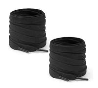 CSXMONEY 2 Pair Flat Trainer Shoe Laces, 9mm Wide Laces Replacement for Sport, 80cm, for Athletic Sport Shoelaces (Black)