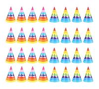 CSXMONEY 32Pcs Kids Birthday Party Hats, Assorted Color Cone Crown Paper Hats, Versatile Costume Accessory for Kids and Adults Girl Boy
