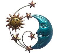 CSXMONEY 3D Large Sun and Moon Wall Art Decor, Metal Moon Sun Stars Wall Hanging Wall Art Sculpture Deco, for Living Room, Garden and Patio