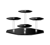 CSXMONEY 4 Tier Acrylic Display Stands, Hexagon Display Risers, for Fragrance Watches Rings Earrings Cupcake Collectibles Action Figure Stands