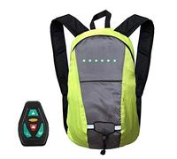 CSXMONEY Bicycle Backpack, with LED Indicator Safety Wireless Remote Control USB Rechargeable Adjustable Directions, for Night Cycling Safety (yellow)