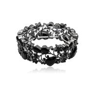CSY Elegant Stretch Bangles Art Deco Statement Cuff Bangle Elastic Wide Bracelet Wedding Party Prom Jewelry for Women, 20, Metal, crystal