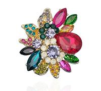 CSY Luxury Women's Austrian Crystal Leaves Flower Big Cocktail Statement Rings Stretch Adjustable Ring Jewelry Accessories, Length-1.7 inch x Width-1.5 inch, Crystal, Crystal
