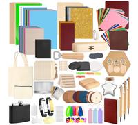 Csyidio 300 PCS Laser Engraving Material, 40 Kinds of Laser Engraver Accessories with Instructions, Laser Engraving Supplies Including Acrylic, Metal, Wood, Fabric, PU Leather, Rubber Materials
