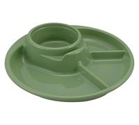 CSYQPDMBDL Divided Dinner Plates, Portion Control Plates, Ceramic Dinner Plate, Divided Plate with 4 Compartments Partition, Round Platter(Green)
