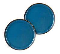 CSYY Porcelain Plates Set, 8.5in Blue Pasta Plates Dessert Appetizer Plates, Porcelain Salad Plates Set of 2 for Lunch, Kitchen, Party, Dishwasher and Microwave Safe