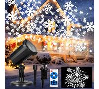 CSYY Upgraded Christmas Projector Light with Remote & 5m Cable, Snow Flake Projector Lights Outdoor Indoor, HD lamp Automatic Rotation for Xmas, Party, Garden Home Decorative Snow Lighting