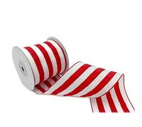 CSZD RIBBON 2.5inch Wide 10 Yards Wired Christmas Ribbon Wired Red and White Patriotic Wired Ribbon for Christmas Tree Gift Wrapping,Crafts, Candy Cane DIY Decor, Wreaths, Bows (red)