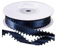 CSZD RIBBON 5/8" x 10 Yards Picot Edge Double Face Satin Ribbon for Wedding, Party, Gift Wrapping, Sewing, Crafting, Hair Bow Making, DIY Projects (Navy)