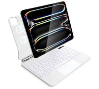 CSZZACME for iPad Pro 11 inch case with Keyboard M4 2024,Magic Keyboard iPad Pro 11 inch M4 2024,Magnetic Attach,Multi-Gesture Trackpad,7-Color Backlight,Shortcut Keys,Auto Sleep/Awake,White