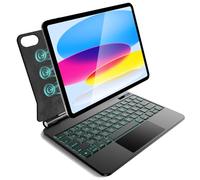 CSZZACME Keyboard case for iPad A16, 2025 11th Generation and iPad 10th Generation (10.9-inch 2022), Magnetic Attach, Multi-Gesture Trackpad, 7-Color Backlit, Shortcut Keys, Auto Sleep/Awake, Black