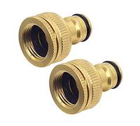 CT 2 Pieces Brass Garden Faucet Connector, 1/2 Inch and 3/4 Inch 2-in-1 Female to Slot Adapter