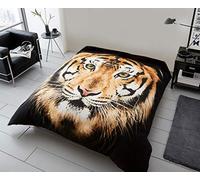 CT 3D Animal Design Luxurious Super Soft Warm and Cosy Throws Faux Fur Fleece Sofa and Bed Blankets GC (Tiger Face Brown, King [200x240cms])