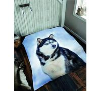 CT 3D Animal Designs Luxurious Super Soft Warm and Cosy Throws Faux Fur Fleece Sofa and Bed Blankets GC (Husky, Double [150x200cms])