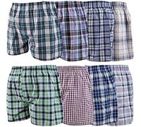 CT 6pk Men's Woven Cotton Rich Boxer Shorts Trunks Underwear Check Pattern Assorted Colour (Large)