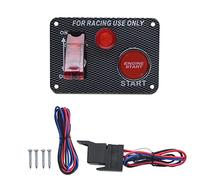 CT-CARID Carbon Fiber Racing Car 12V Ignition Switch Panel Engine Start Push Button Switch Momentary Red LED Toggle