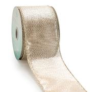 CT CRAFT LLC Champagne Gold Metallic Wired Ribbon 2.5 inch x 10 Yards for Christmas Home Decor Tree Topper Bow Gift Wrapping DIY Crafts Wreath Garland Wedding