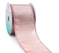 CT CRAFT LLC Diamond Glitter Metallic Wired Ribbon - 2.5" x 10 YDS x 1 Roll - Rose Gold