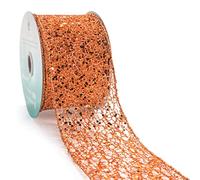 CT CRAFT LLC Sparkling Glitter Mesh Wired Ribbon 2.5" x 10 Yards Bronze Orange for Christmas Home Decor Bow Gift Wrapping DIY Crafts Wreath