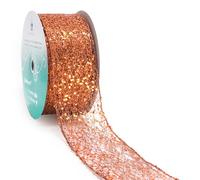 CT CRAFT LLC Sparkling Glitter Mesh Wired Ribbon 2.5" x 20 Yards Bronze Orange for Christmas Home Decor Bow Gift Wrapping DIY Crafts Wreath