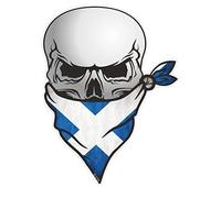 CT Design Gothic Biker Pirate SKULL with Face BANDANA and Scotland Scottish Saltire Flag Motif Vinyl Car Bike Sticker Decal 110x85mm