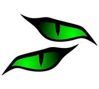 CT Design Pair Of Evil Eyes Eye Stickers Green In Colour Vinyl Car Motorbike Helmet Sticker Decal each 70x30mm