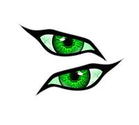 CT Design Pair Of Evil Eyes With Green Bloodshot Iris Vinyl Drone Motorcycle Helmet Car Sticker Decal 70x30mm each