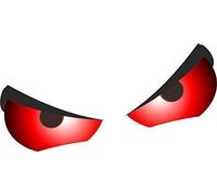 CT Design RED Std Pair Of Evil Eyes Motif For Motorcycle Helmet etc. Funny Rat look Vinyl Car Sticker Bomb Decal 55x40mm each approx.