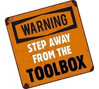 CT Design Step Away From The Toolbox Funny Tool Box Toolbox Chest Vinyl Car Sticker Decal Vinyl 100x100mm approx.