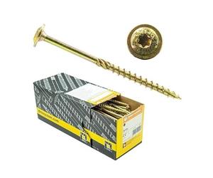 CT Flat Head Screws Wood Screws with Flat Head Yellow Galvanised Torx TX 8.0 x 300 mm Pack of 50