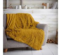 CT Hug and Snug Luxury Fluffy Fur Fleece Blanket Super Soft Warm Cosy Sofa and Bed Throws (Ochre, Blanket/Throw (150x200cm))
