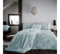 CT Hug and Snug Luxury Fluffy Fur Fleece Duvet Cover Sets Super Soft Warm Cosy Bedding Sets (Duck Egg, King Duvet Set)