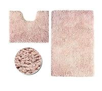 CT Luxury Zero Twist Super Soft 2pc Bath & Pedestal Mat Sets Non Slip Water Absorbent Washable Bathroom Rugs (Blush Pink)