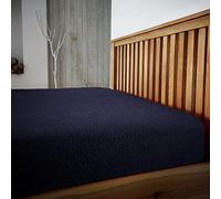 CT New Teddy Sherpa Fleece Fitted Bed Sheet (Navy, Double Size Fitted Sheet)