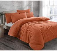 CT New Teddy Sherpa Fleece Fitted Bed Sheet (Orange, Double Size Fitted Sheet)