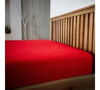 CT New Teddy Sherpa Fleece Fitted Bed Sheet (Red, Double Size Fitted Sheet)