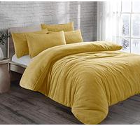 CT New Teddy Sherpa Fleece Luxurious Duvet Cover Sets Quilt Cover Sets Super Soft Warm Cosy Teddy Bear Fleece Bedding Sets (Ochre, Super King Duvet Set)