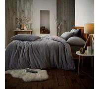 CT New Teddy Sherpa Fleece Luxurious Duvet Cover Sets Quilt Cover Sets Super Soft Warm Cosy Teddy Bear Fleece Bedding Sets (Grey, Single Duvet Set)