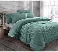 CT New Teddy Sherpa Fleece Luxurious Duvet Cover Sets Quilt Cover Sets Super Soft Warm Cosy Teddy Bear Fleece Bedding Sets (Teal, Single Duvet Set)
