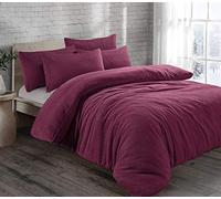 CT New Teddy Sherpa Fleece Luxurious Duvet Cover Sets Quilt Cover Sets Super Soft Warm Cosy Teddy Bear Fleece Bedding Sets (Plum, Single Duvet Set)
