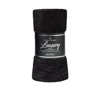 CT Popcorn Style Luxurious Throws Super Soft Warm Cosy Sofa and Bed Fleece Blankets (Black, Double [150x200cms])