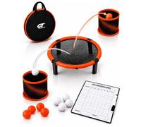 CT SPORTS Tabletop Bounce Ball Game with Mini Trampoline and 2 Buckets | Bounce, aim and score in quick skill challenges for office breaks, family game nights and parties with friends or colleagues