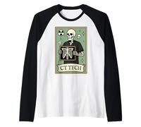 CT Tech Tarot Card Skeleton Radiology CT Technologist Raglan Baseball Tee