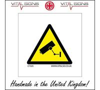 CT025 CCTV Surveillance Camera Sign Security Monitor Safety Video C.C.T.V. 100mm x 100mm Sticker/Sav - White Background