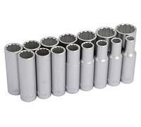 CT0873 15 PIECE 1/2" DRIVE DEEP SOCKET SET ON RAIL