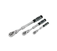 CT5797 3pc Extending Ratchet with 18 Degree Swivel Head Set - Includes 1/4in, 3/8in, and 1/2in Drive with 72 Tooth Mechanism