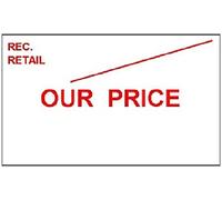 CT7 26mm x 16mm Price Gun Labels - Printed 'Our Price' -Peelable Adhesive - Red Text - 10 Rolls / 10,000 Labels