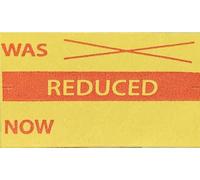 CT7 26mm x 16mm Price Gun Labels - Printed 'Reduced was/Now' Yellow- 30 Rolls / 36,000 Labels