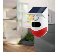 CT80D Solar-Powered PIR Motion Sensor Alarm with Strobe Light, 12m Detection Range, 110° Angle, Wall-Mounted Outdoor Security Detector for Pastures, Villas &